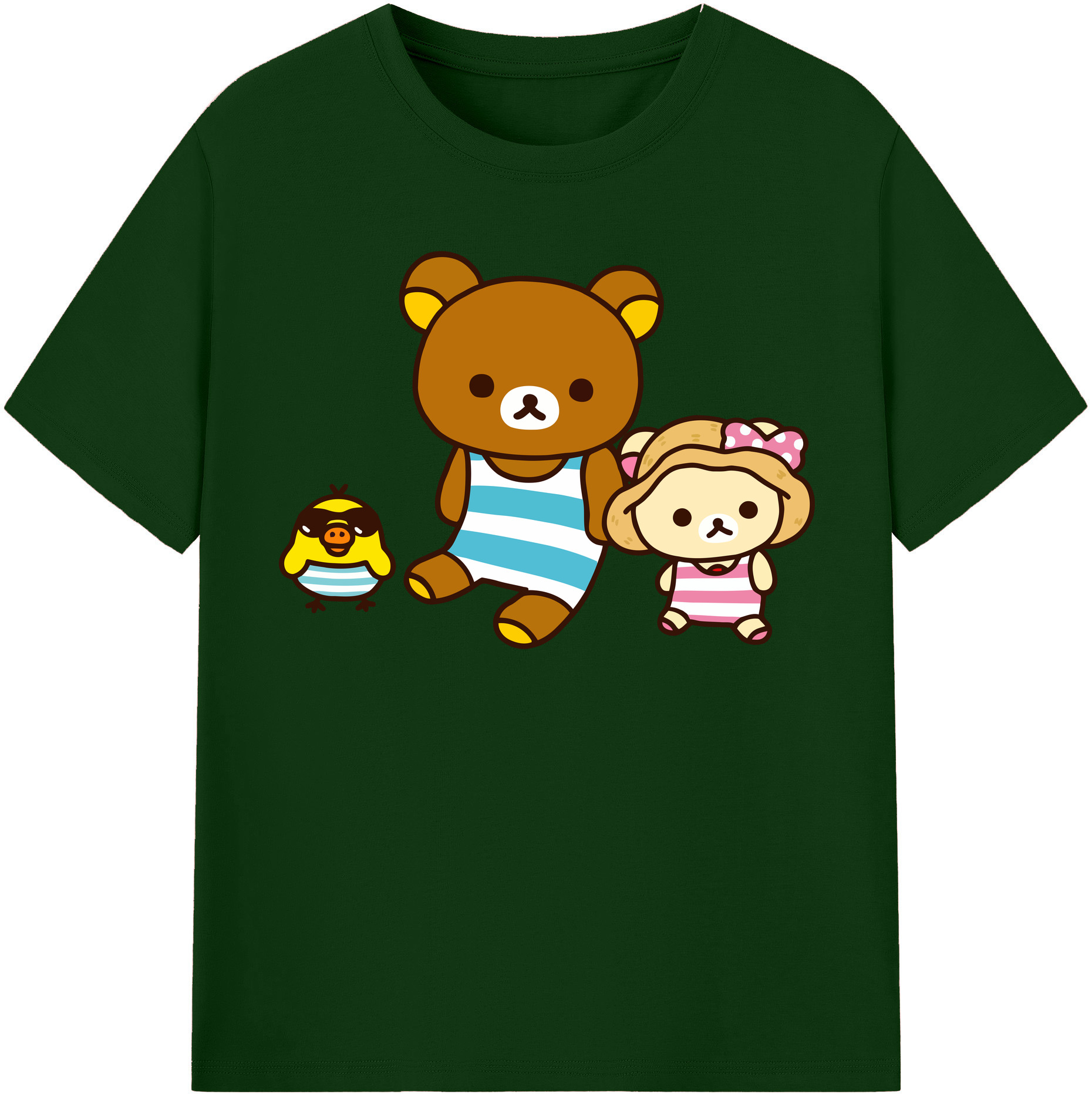 （画像用） リラックマ リラックマ キイロイトリ Rilakkuma Korilakkuma Kiiroitori 綿100％半袖Tシャツ（フロントプリント）